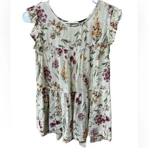 Floral Ruffle Sleeve Top